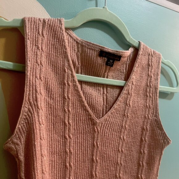 Blush Pink Sparkly Brooks Brothers Stretch Knit Top Sleeveless Knit - Picture 3 of 12